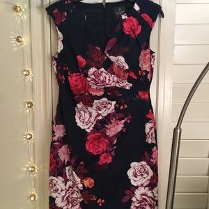 sleeveless floral navy blue Adrianna Papell dress